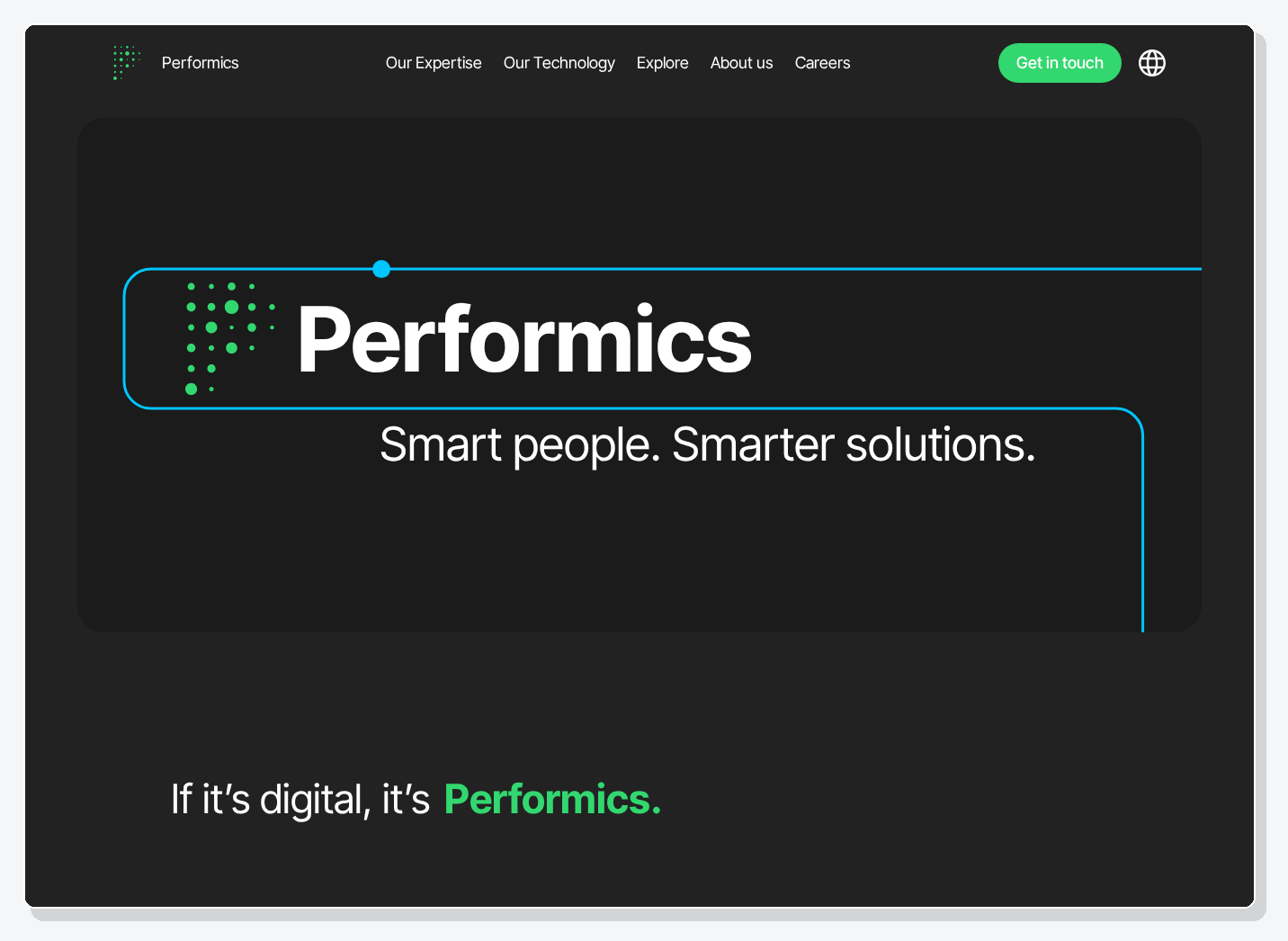 ภาพหน้าจอโฮมเพจ Performics