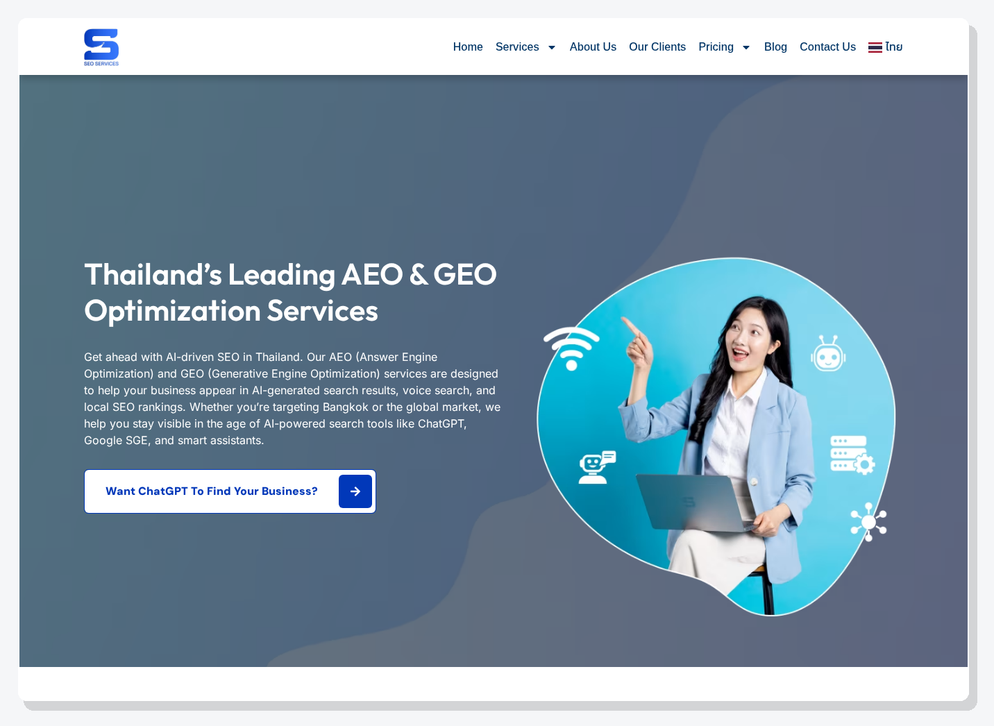 SEO Company Bangkok AEO and GEO services page screenshot