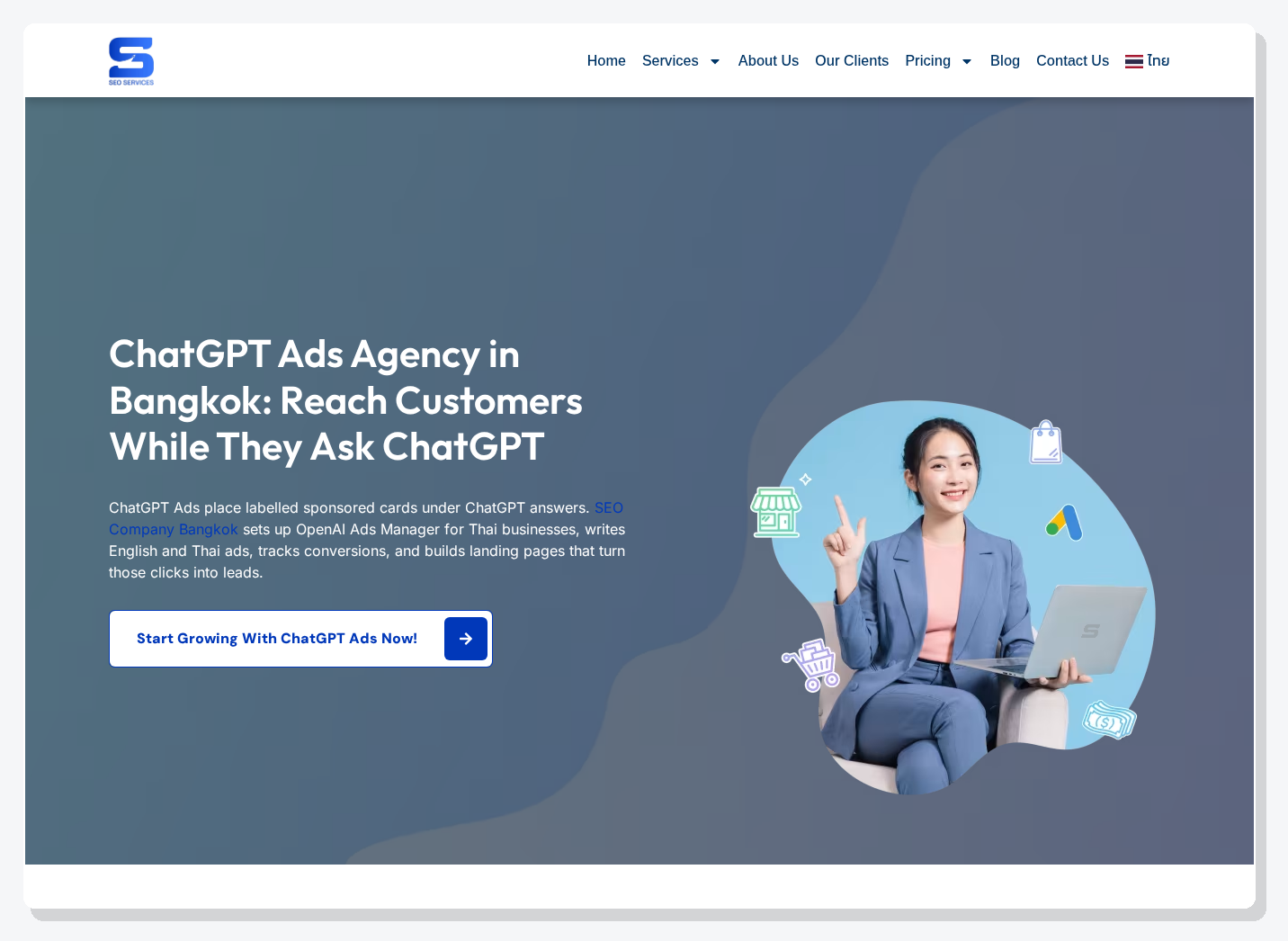 SEO Company Bangkok ChatGPT Ads services page screenshot